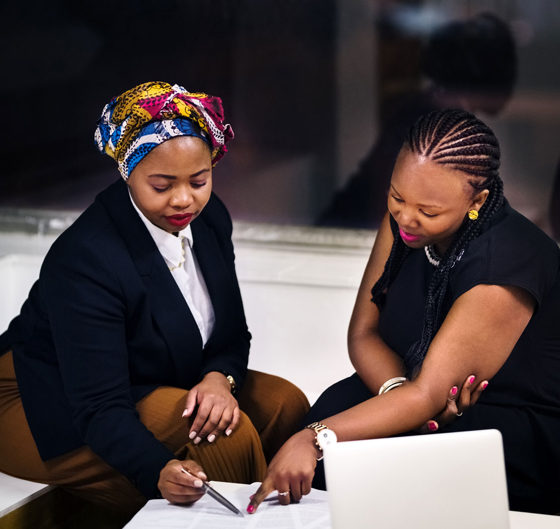 Two women in a discussion