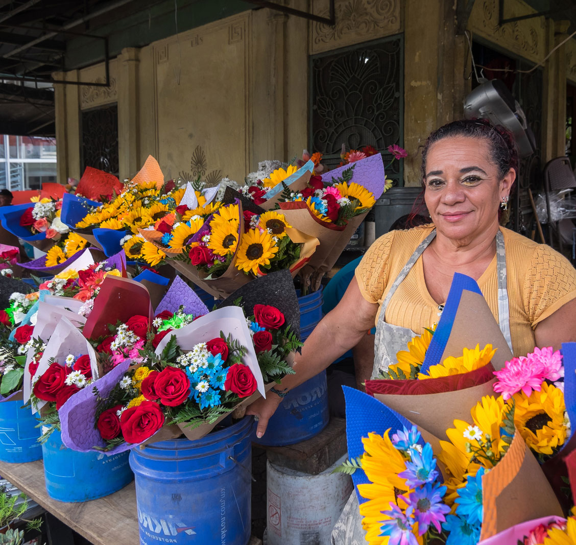 Woman selling flowers